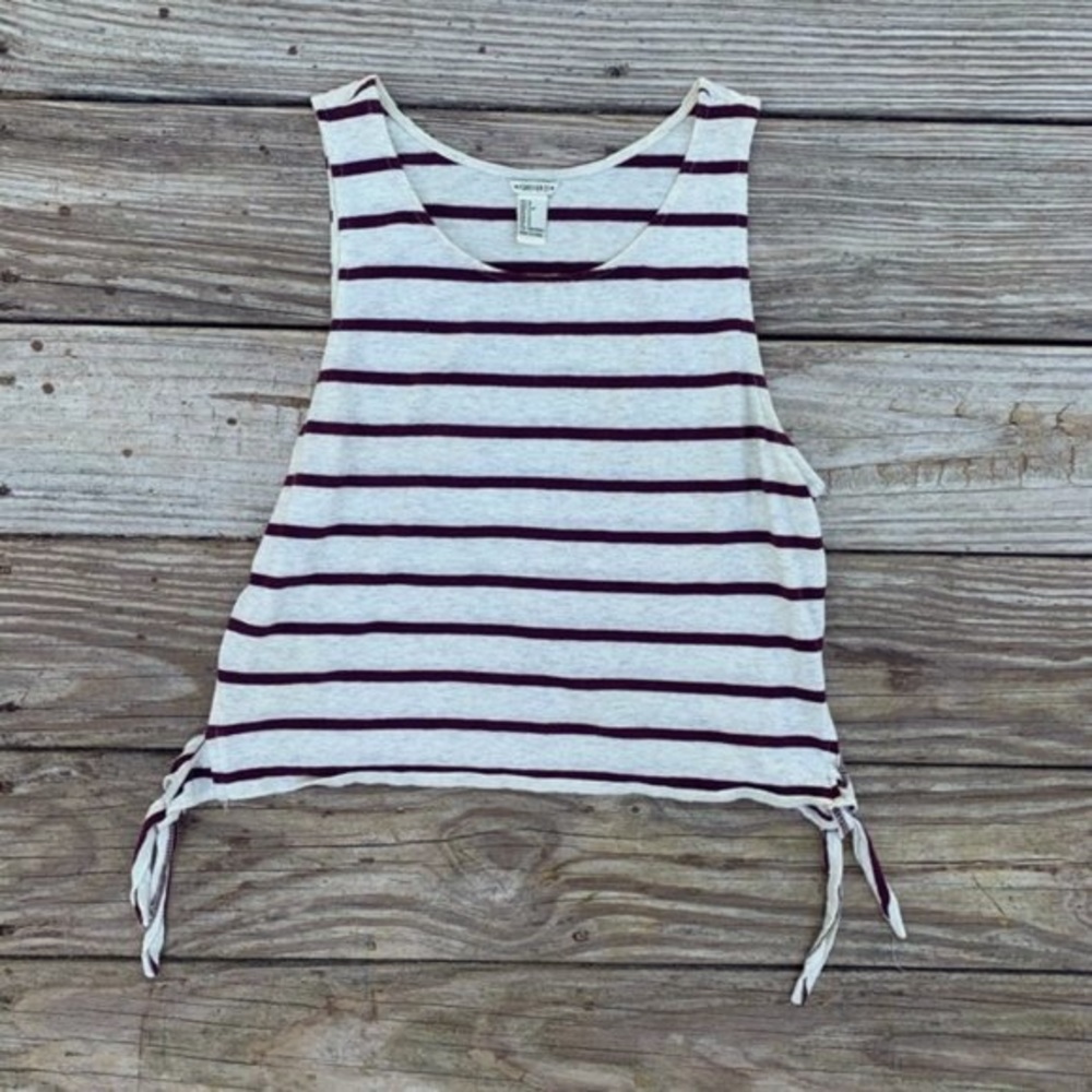 Forever 21 crop tank with ties on the sides maroon stripes size small